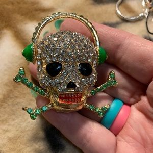 Green skeleton with green head phones magnet